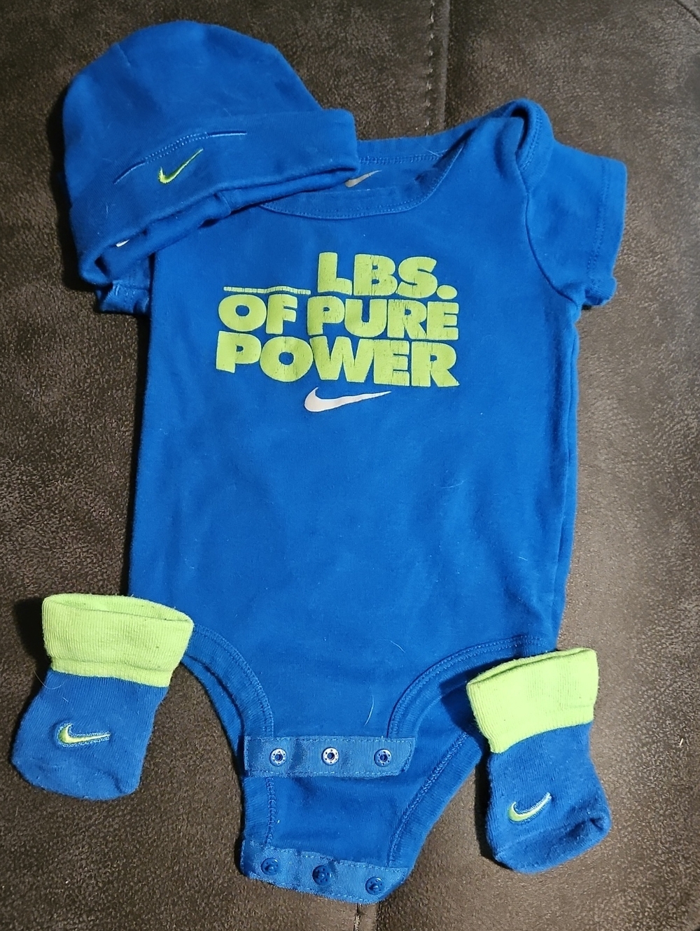 Nike Blue Baby Bodysuit Set with Lime Green Accents